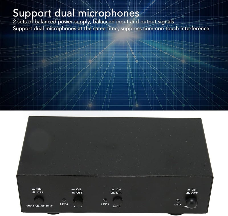 Bewinner 48V Power Supply, Pro Iron Shell Power with Low Pass Filter, Shielding Technology Support, XLR Cable, Dual Mic for Music Recording Equipment - Image 5